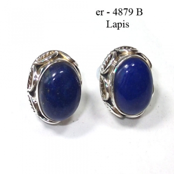 Blue lapis lazuli 925 sterling silver gemstone ear-studs